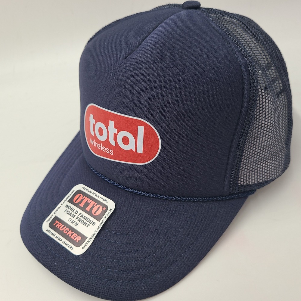 Total Wireless Hat Snapback Trucker Mesh Otto Blue Red Rope Phone Promo Logo Men